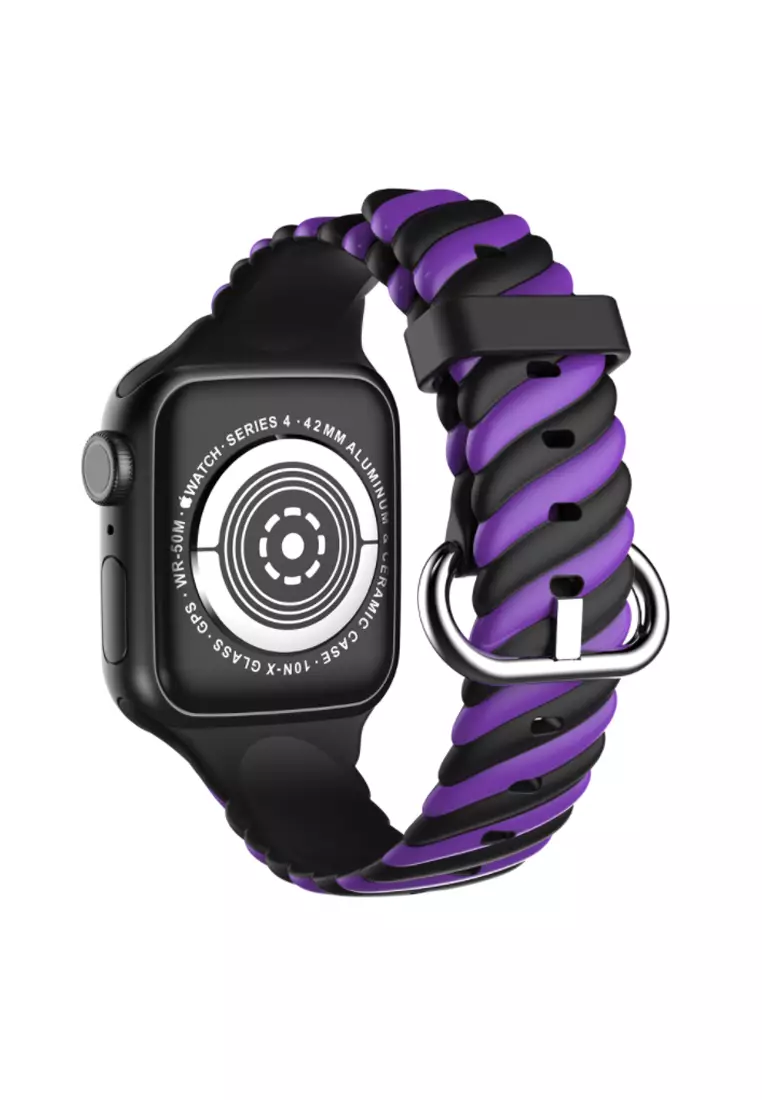 Buy Kings Collection Purple Black Silicone Woven Texture Apple