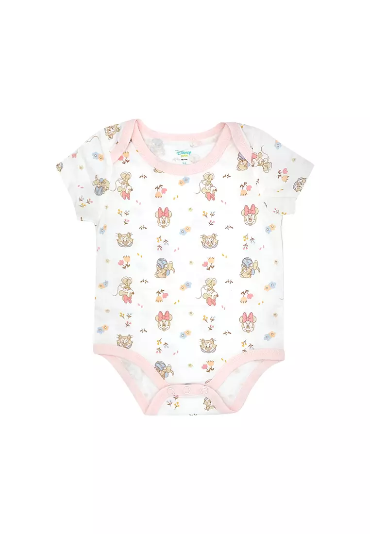 Baby Girl Licensed Newborn Essentials Short Sleeve Onesie Pack of 3 "Blooming"