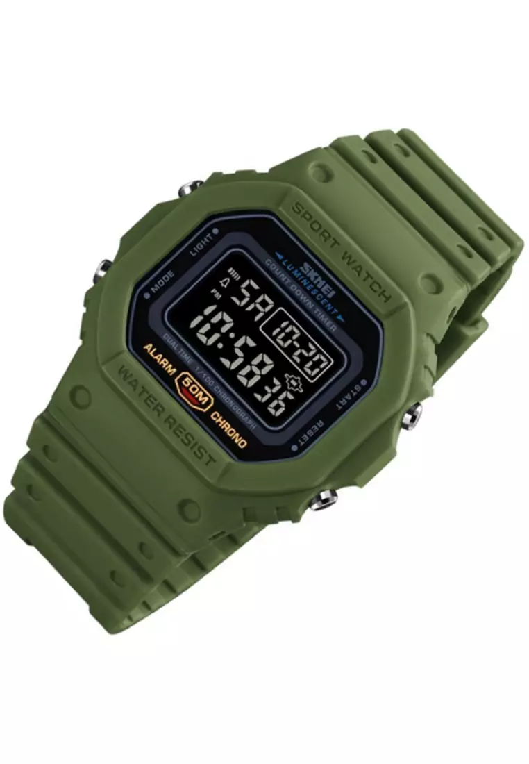 Jam Tangan Digital Pria Design Sporty Many Function Waterproof 50m Strap Tali Material PU ZQ62 ORIGINAL