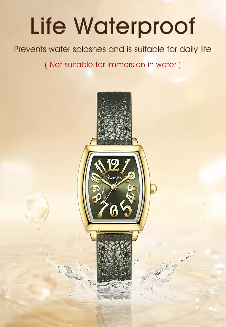 Jam Tangan Wanita Simple Original Korea Tali Kulit Anti Air Jam Tangan Cewek Green