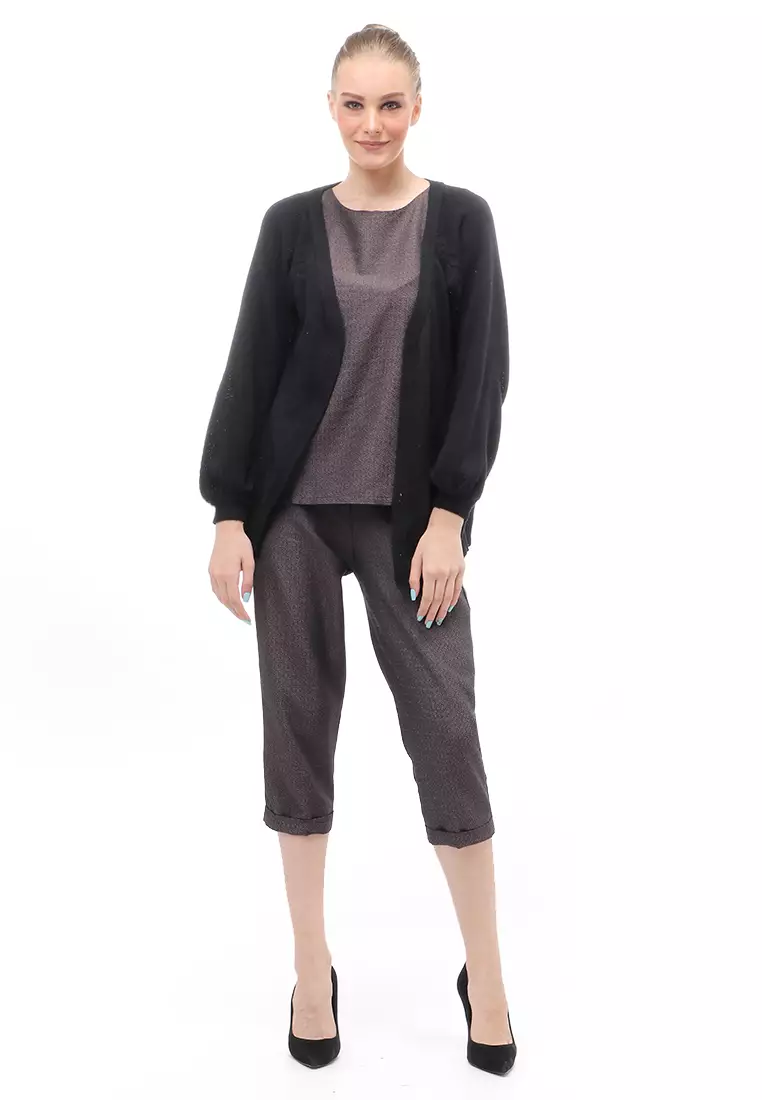 Cardigan Fashion Wanita Loose Fit Design Kasual Premium Quality - Hitam