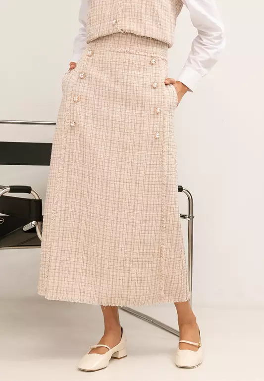 A line High Waist Tweed Skirt