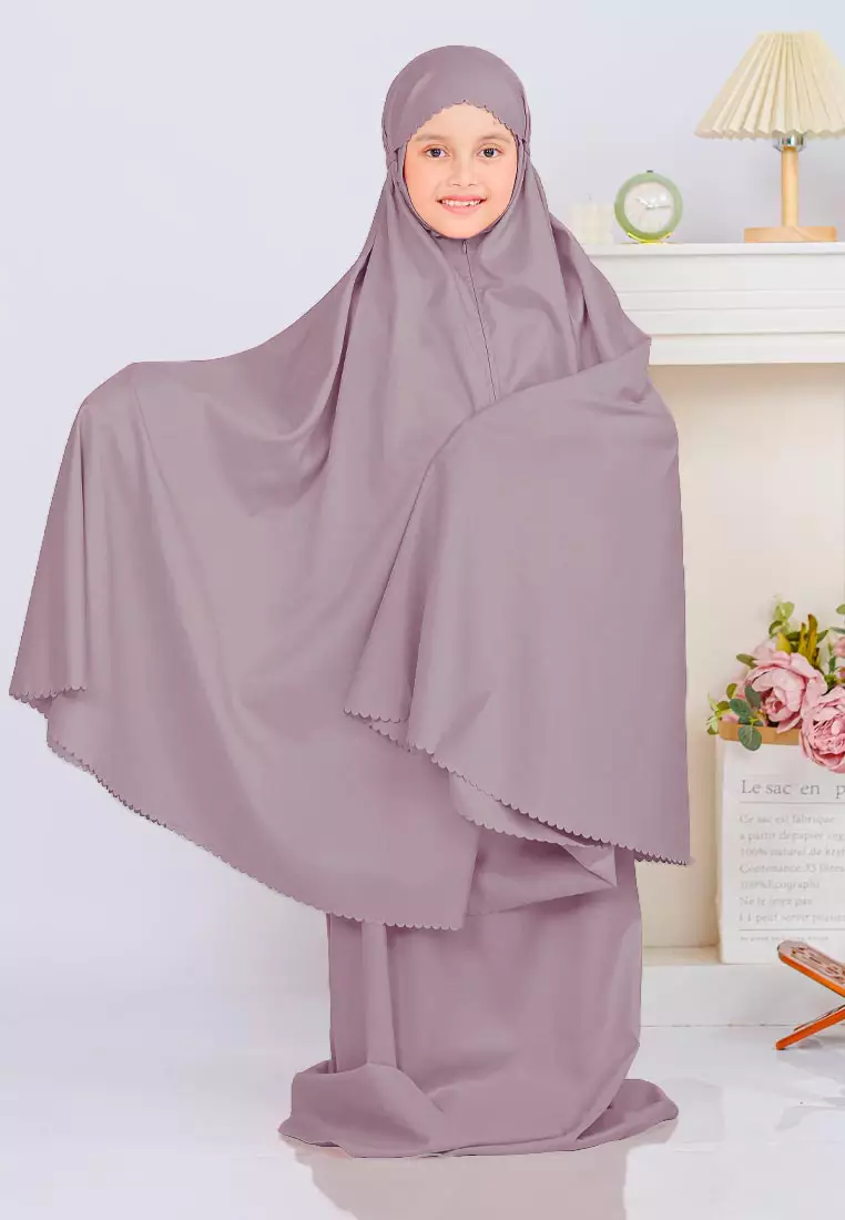 Zelena - Mukena Basic Sabira Lasercut 2in1 Prayer Set - Anak