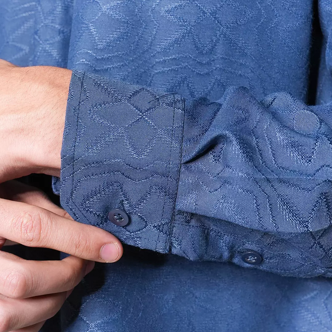 Casella Baju Koko Pria Lengan Panjang Motif Elegan | Baju Koko Yusuf 9995 Navy