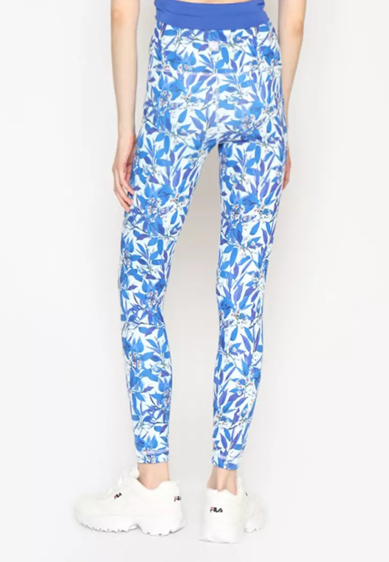 Fitwear - Legging Olahraga Wanita BRIGITTA PLAIN PRINTED - BLUE LEAVES