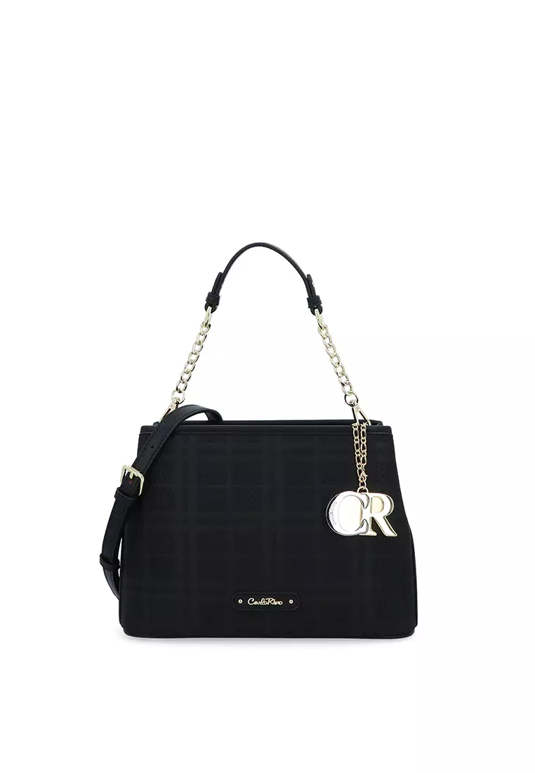 CR Brushed Plaid Top Handle - Black