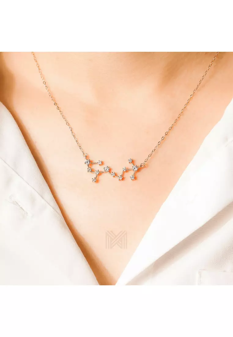 Match The Stars Scorpio Constellation Rose Gold Necklace with 925 Sterling Silver