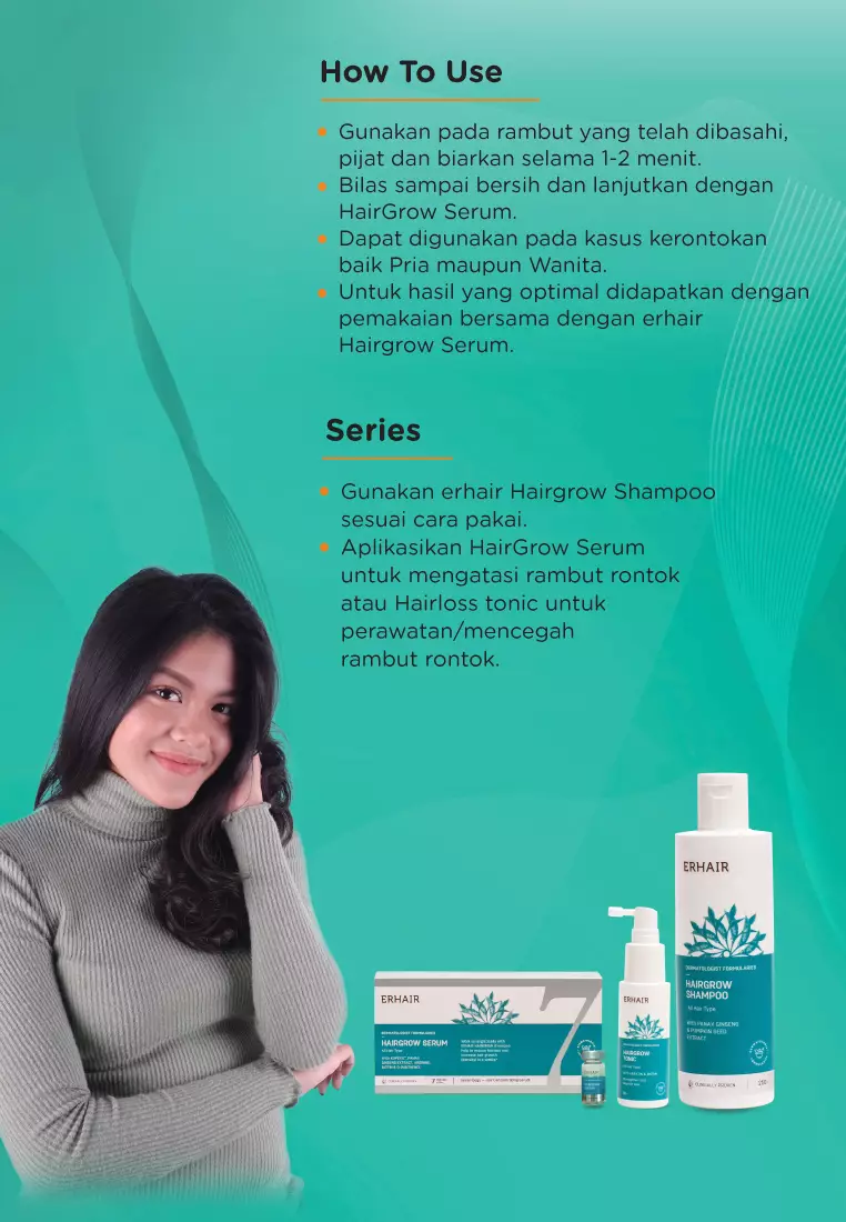 Erha Erhair Hairgrow Shampoo With Panax Ginseng & Pumpkin Seed Extract 370 Ml - Shampoo Rambut Rontok