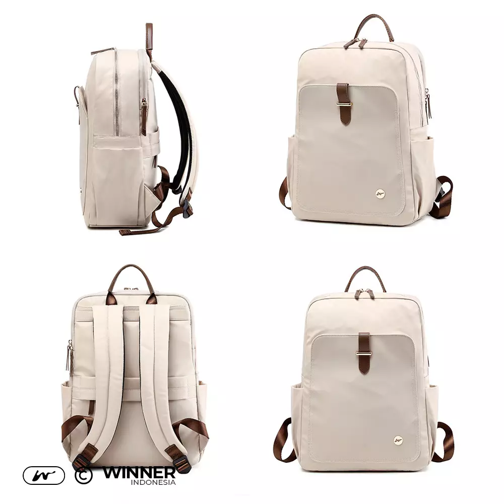 WINNER Tas Ransel Laptop 14 inch Premium Oxford Anti-Air Backpack Korean Style (T14-002) Warna Light-Pink-14-inch