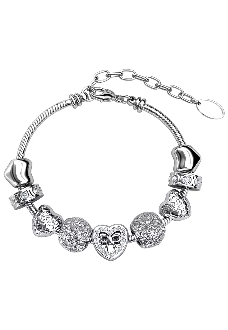 Her Jewellery Isabella Charm Bracelet White Gold Luxury Crystal Embellishments plated with 18K Gold