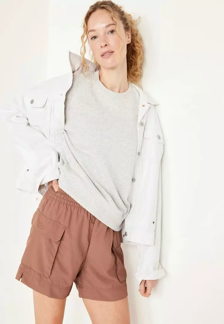 High-Waisted Cargo Utility Shorts -- 5-inch inseam