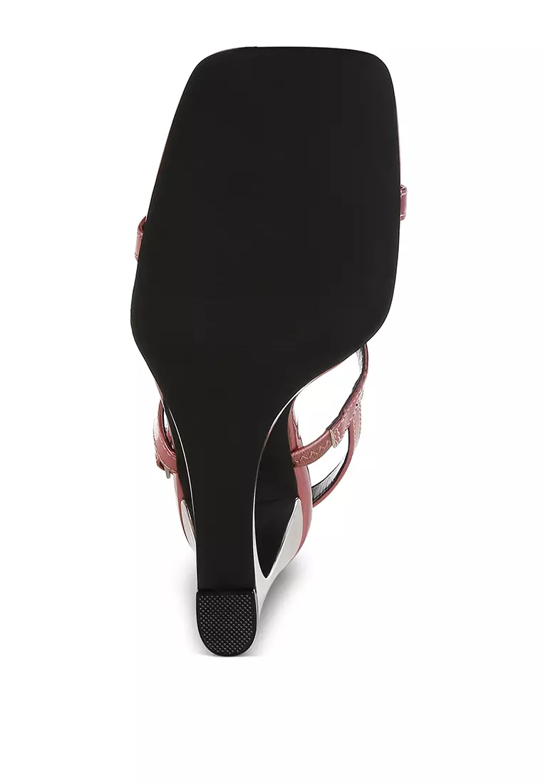 Metallic Fantasy Wedge Heel Sandals in Pink