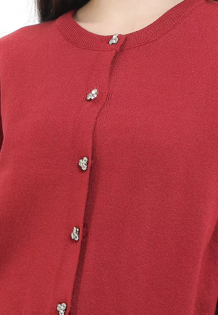 L/S Knit Cardi W/ Embellished Buttons