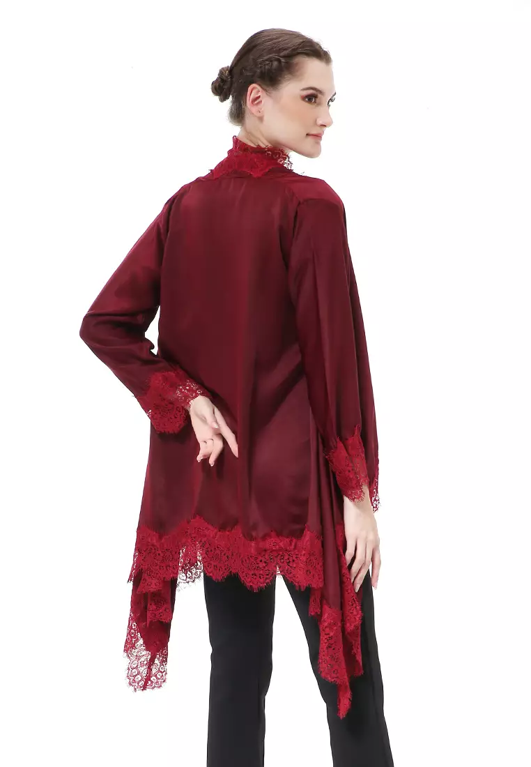 Reine Atasan Wanita Outer Kebaya Traditional Design Material Silk ORIGINAL - Maroon