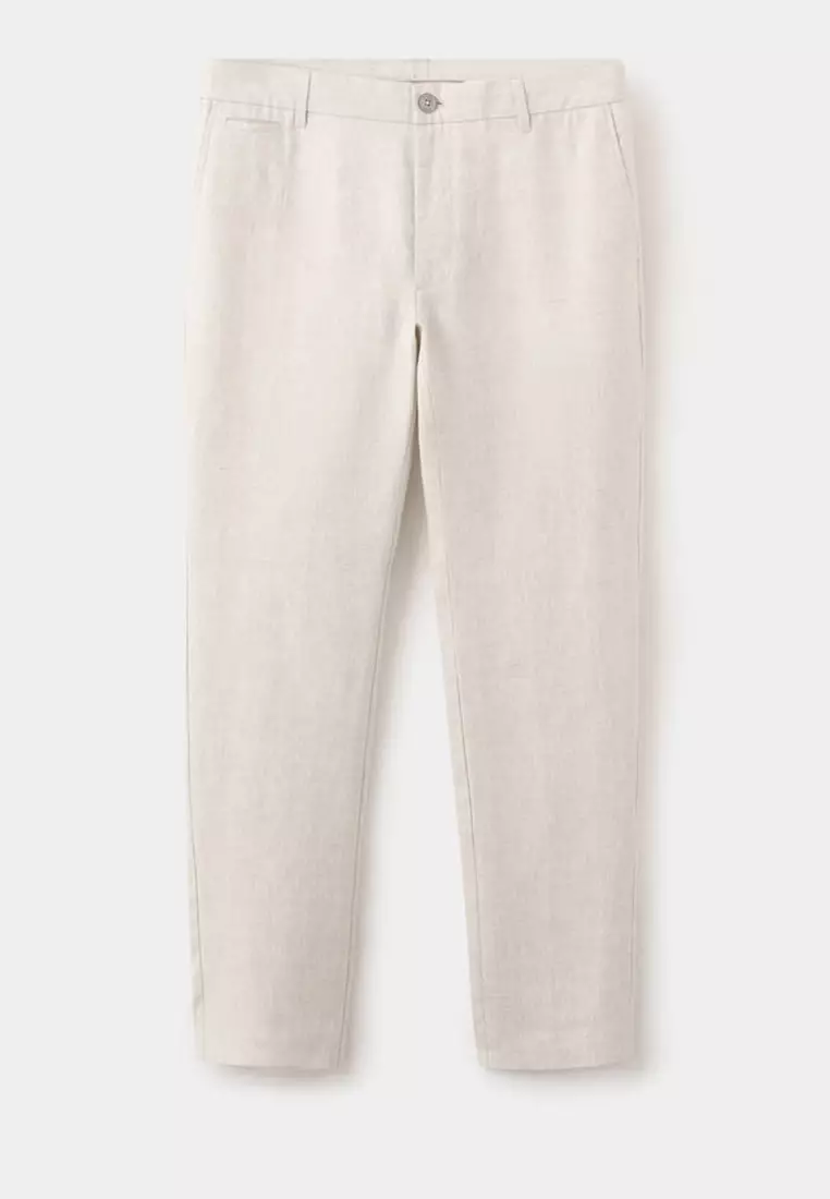 Slim-Fit 100% Linen Trousers