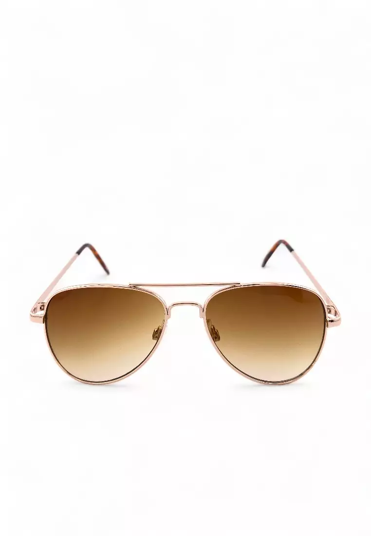 Men's Aviator Frame Gold Metal UV Protection Sunglasses SUNSC1060901
