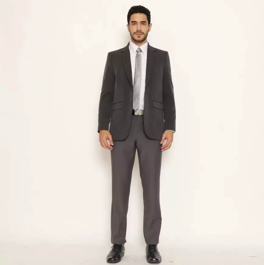Lawell Jas Pria Formal Kerja, Nikah –  Modern Fit Kancing Dua Warna Grey | Word