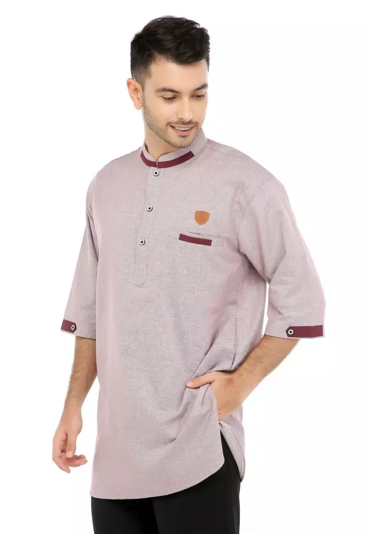 Baju Koko Gamis Muslim Pria Abyan - Pink