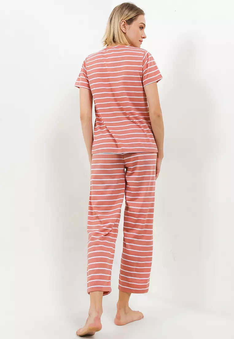 Pyjama Baju Tidur Short Sleeve Long Pants Sleepwear