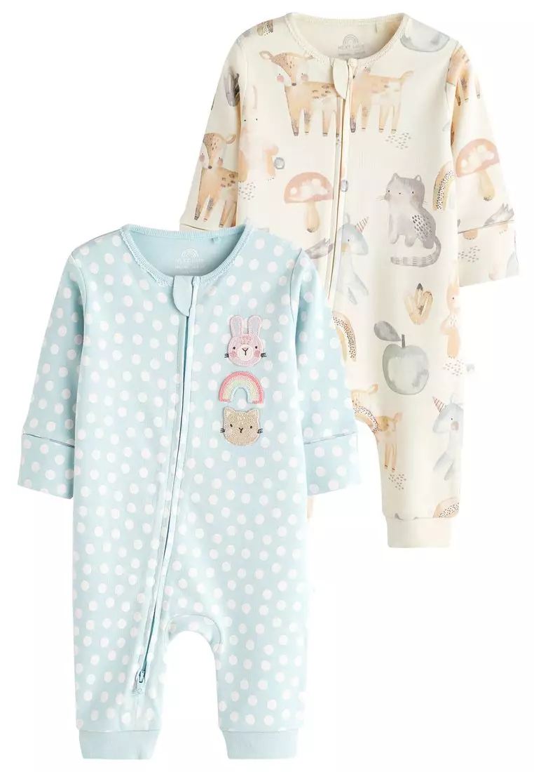Baby Boys or Baby Girls Two Way Zip Footed Coveralls, Pack of 2