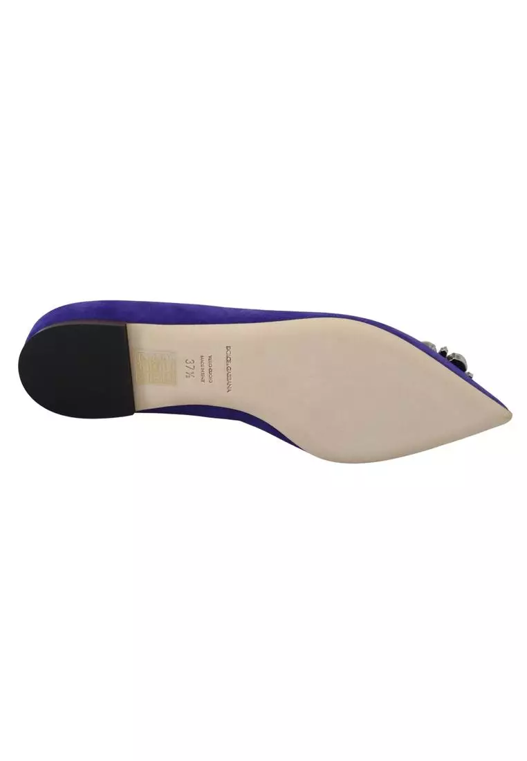 Buy Dolce Gabbana Dolce Gabbana Purple Suede Crystals Loafers
