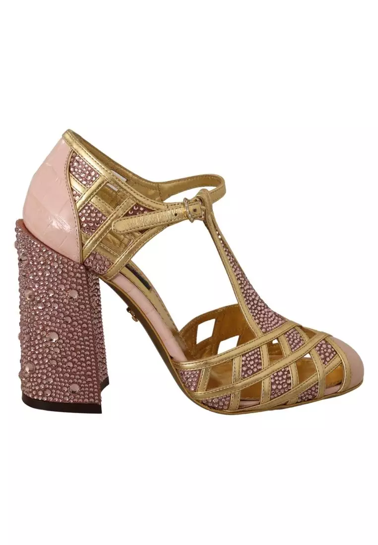 Buy Dolce Gabbana Dolce Gabbana Pink Gold Leather Crystal