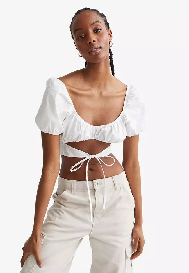 CUT OUT CROP TOP - White