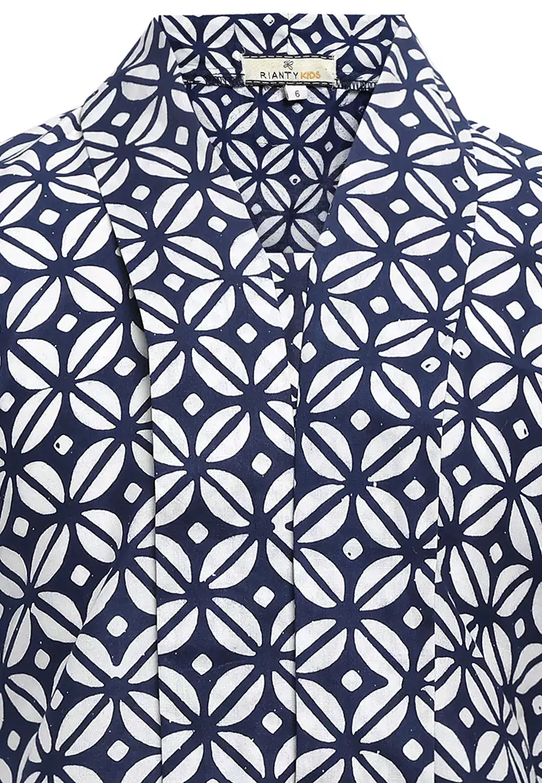 One Set Baju Anak Perempuan Kebaya Atasan dan Bawahan Rok Kids Rose Blue I