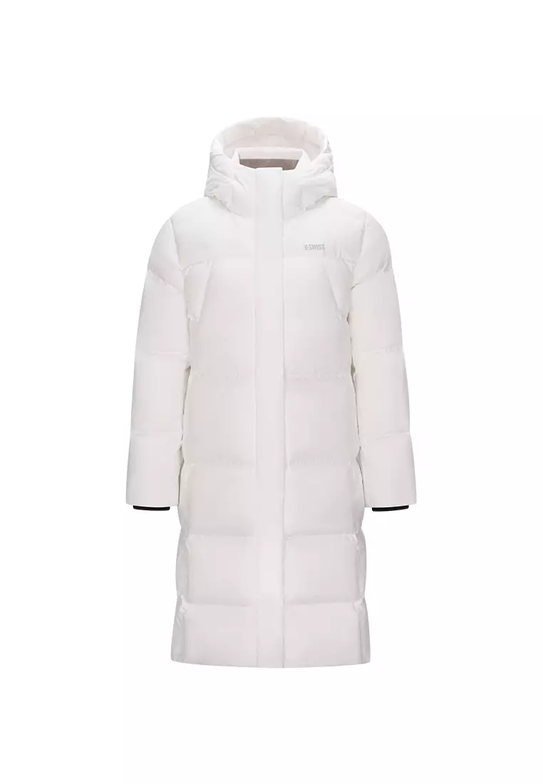 女裝 K-SWISS LOGO 防風長版鵝絨羽絨外套