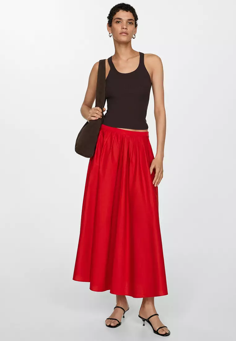 Buy red midi skirt discount