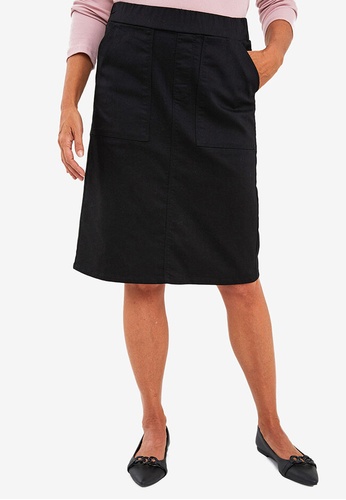 LC Waikiki black Women Elastic Waist Plain Detailed Skirt 89C17AAB0C848DGS_1