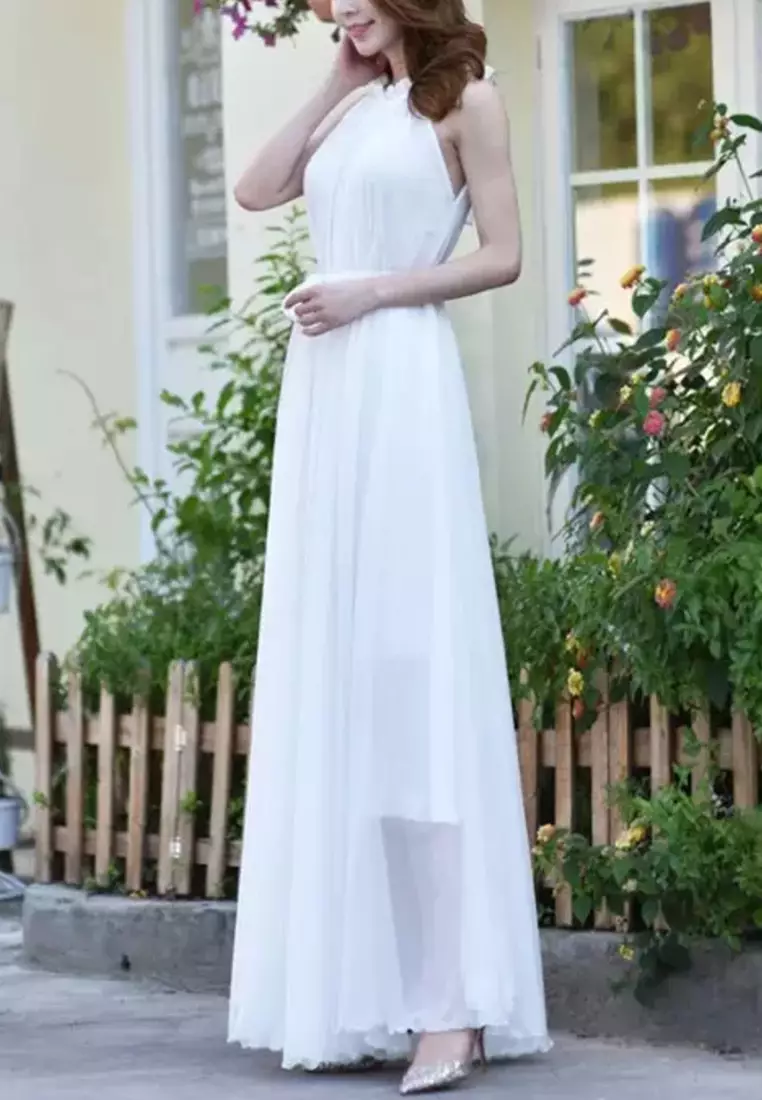 White chiffon maxi on sale dress