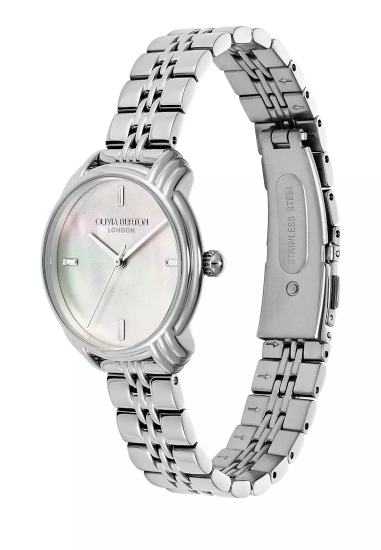 Olivia Burton Art Deco 2.0 Ivory Faux MOP & Silver Bracelet 30mm - 24000293