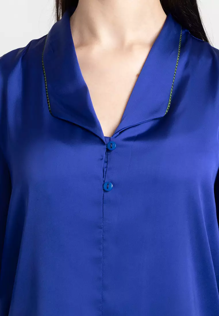 Blue casual blouse for deals ladies