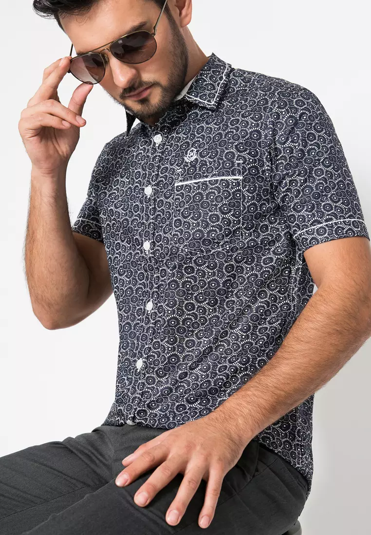 Johnwin - Kemeja Casual - Kemeja Lengan Pendek - Hitam - ASH.670.S880.675.C S/S