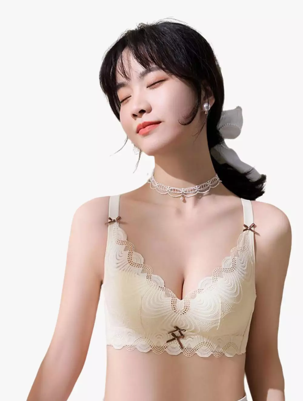 Cynthia Kylie Push Up Scallop Lace Bra - Nude