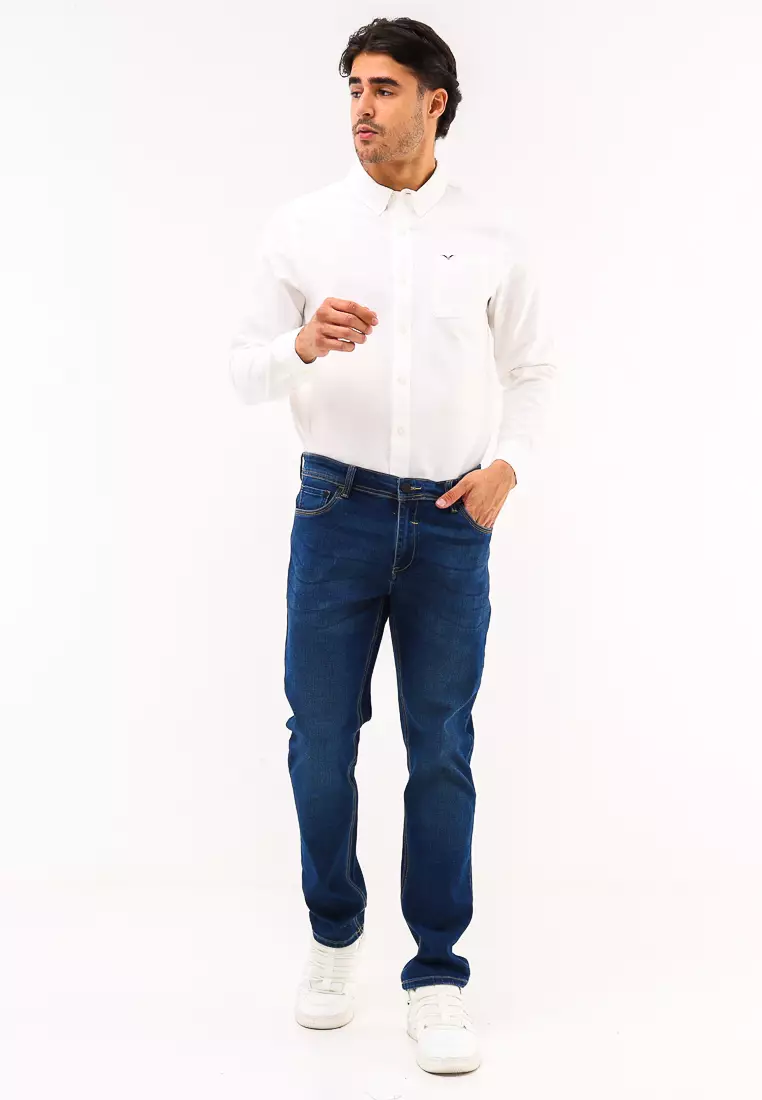 Denim Long Pants Slim Tapered Fit Stretch