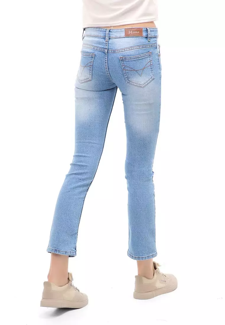Jourel Long Pants Celana Panjang Jeans Cutbray Wanita Material Denim ORIGINAL - Light Blue