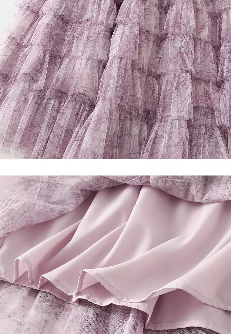 Tie-dyed Mesh Tiered Skirt‌ AF-0327