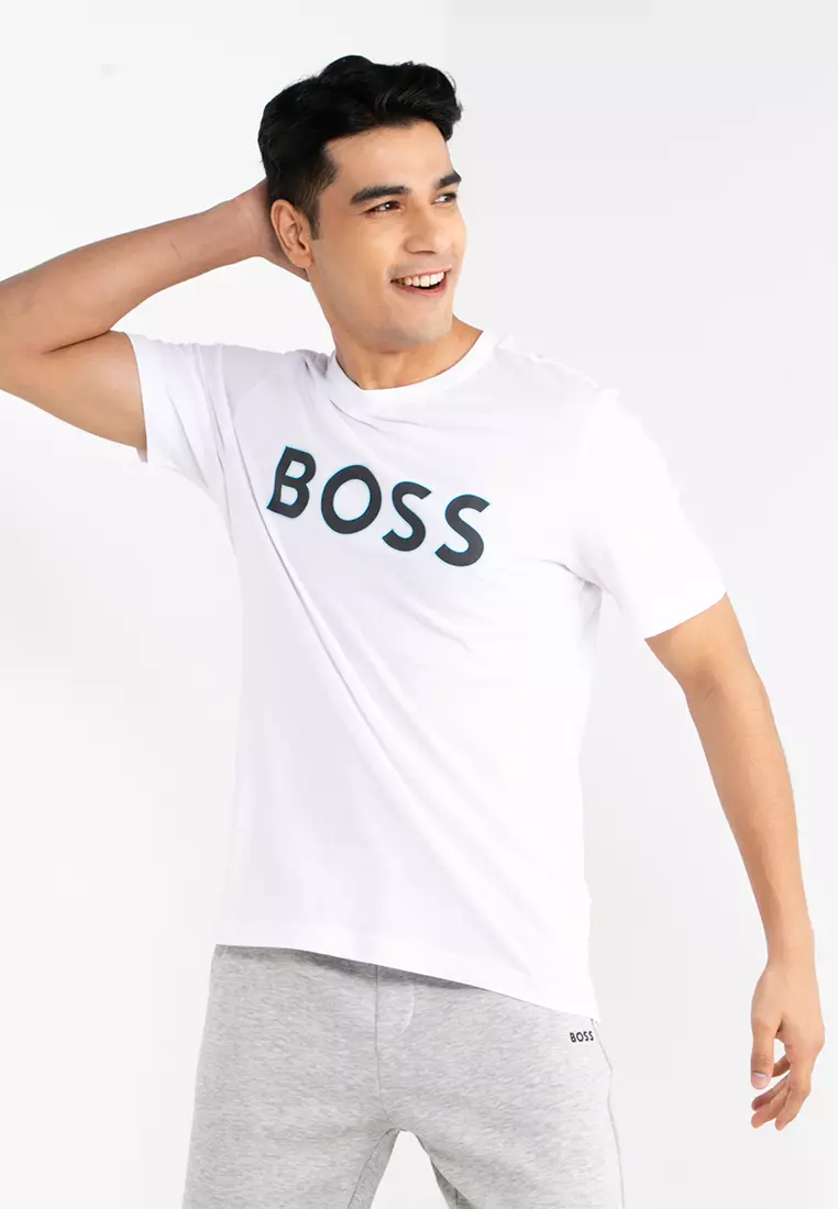 BOSS Athleisure Tee 1 large logo t-shirt in white