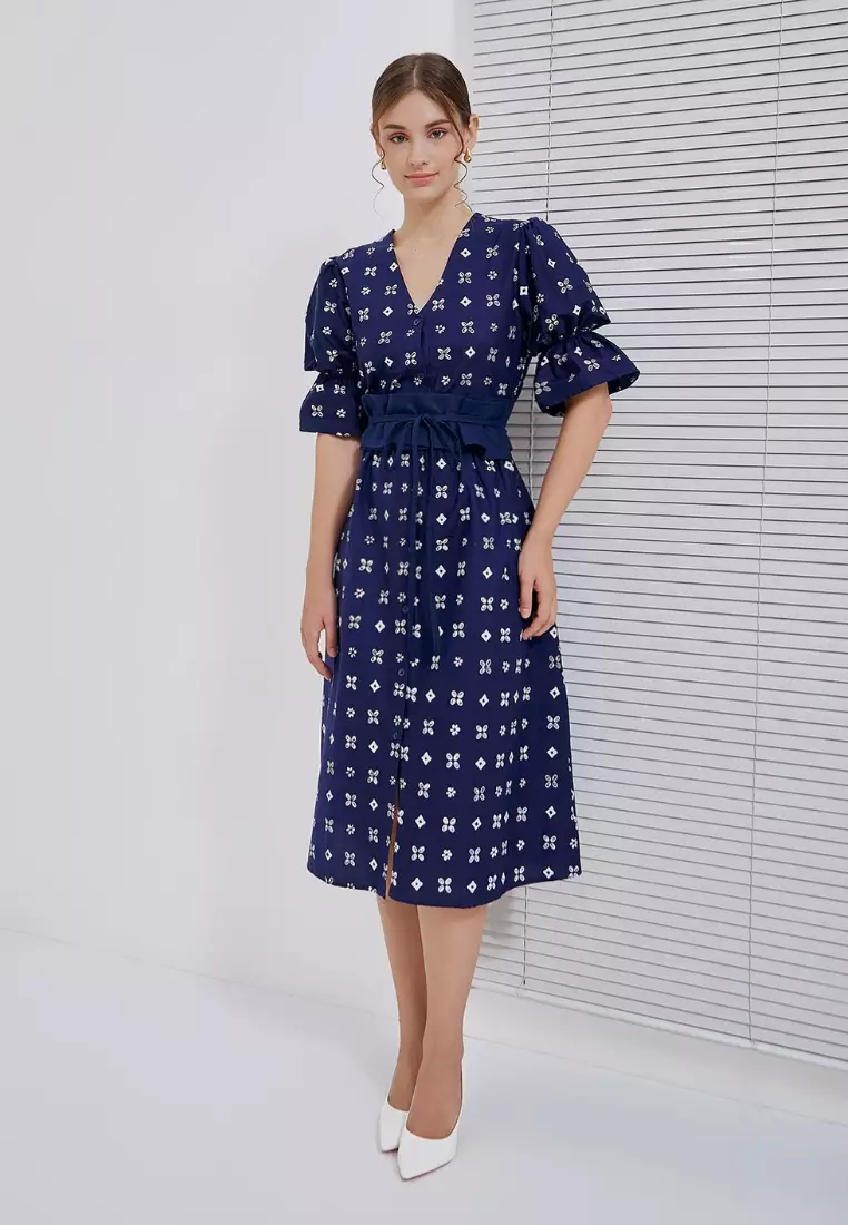 Nayara Dress Batik Nara Navy