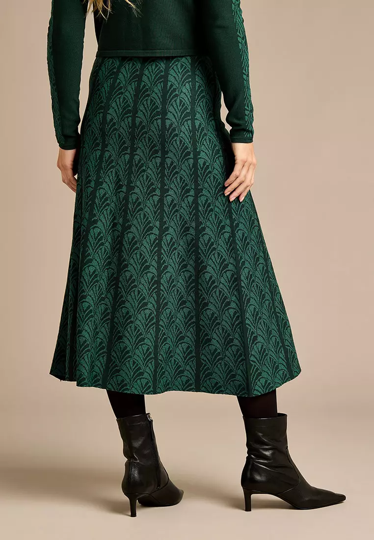 Katie Navy Knitted Jacquard Skirt