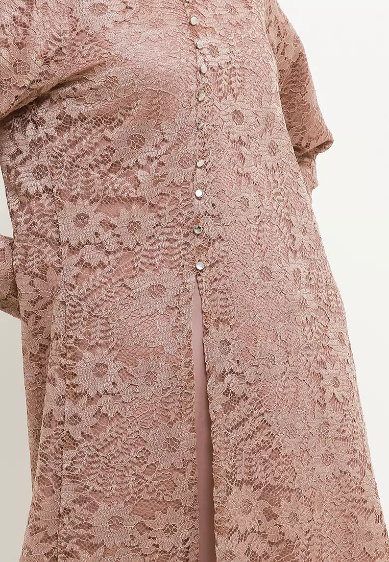 Ashia Lace Maxi Dress In Beige