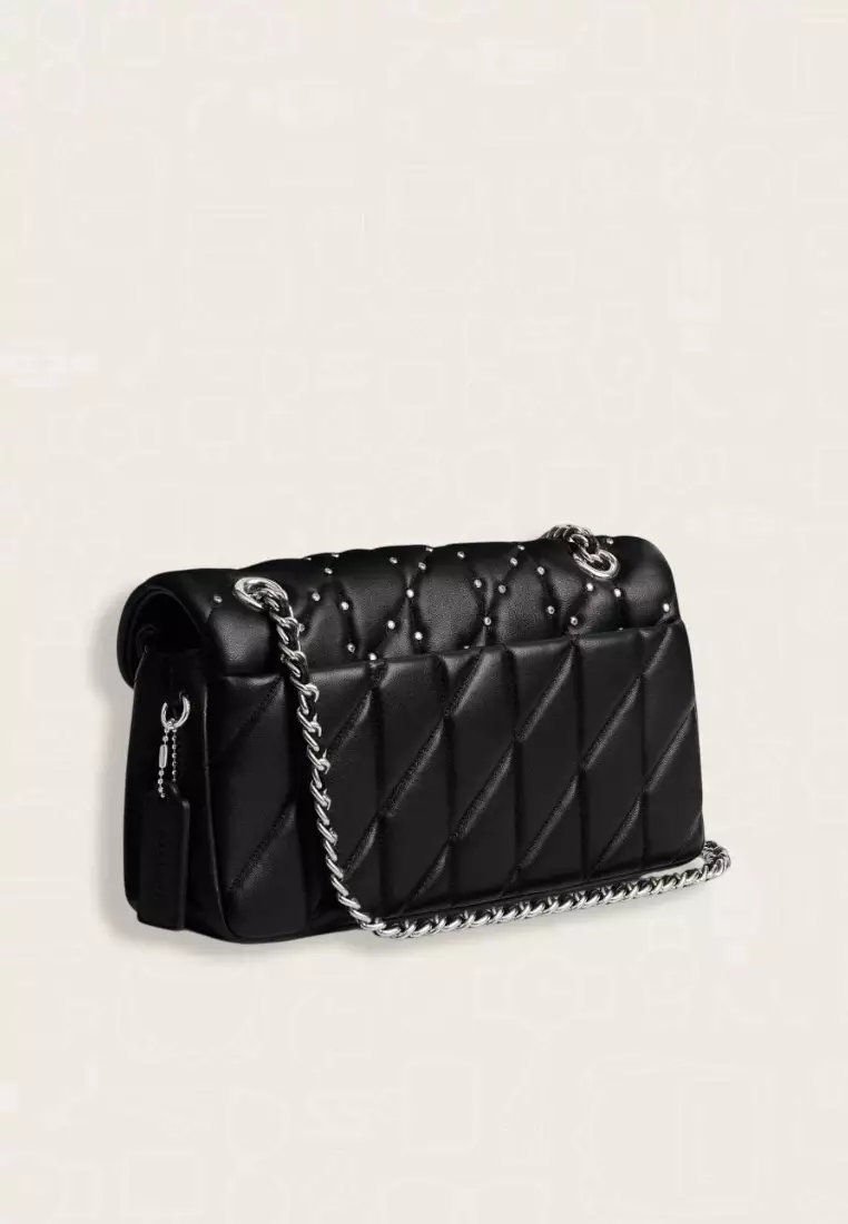 Coach Tabby Shoulder Bag 26 With Pillow Quilting And Crystal Rivets Black