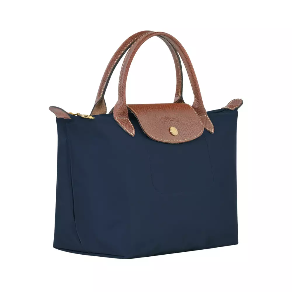 Le Pliage Original Small Top Handle Bag Navy/Brown