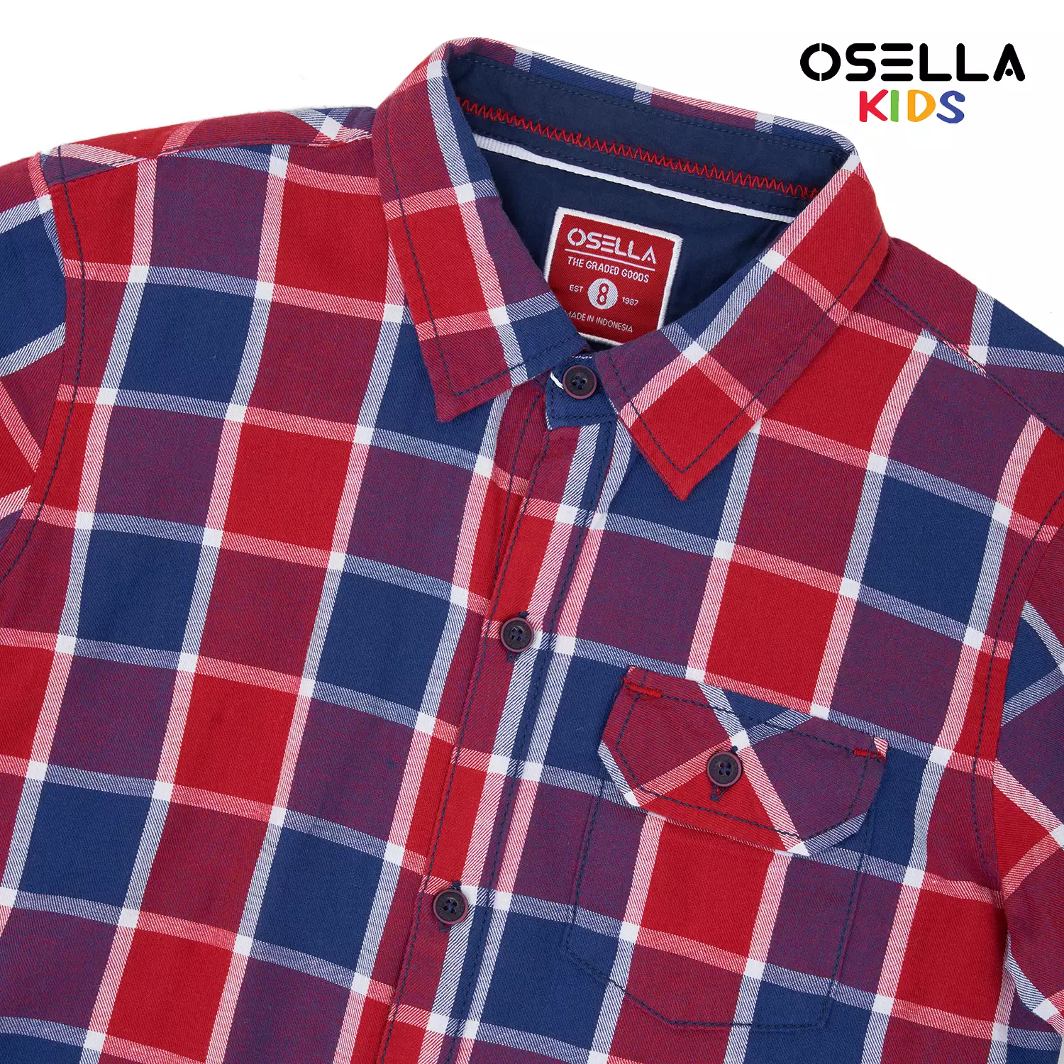 [NEW] Osella Reguler Long Sleeves Checkerd Shirt In Red And Blue 2237400251 |  Kemeja Lengan Panjang Anak Laki-Laki
