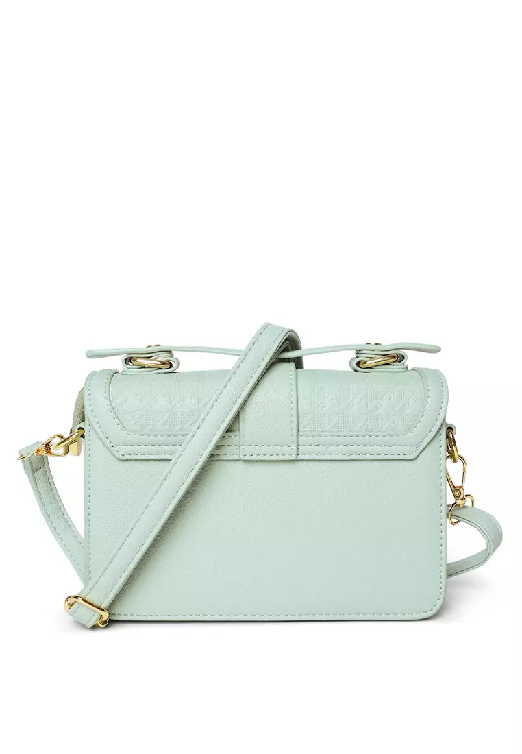 Metal Buckle Flap Bag In Light Blue