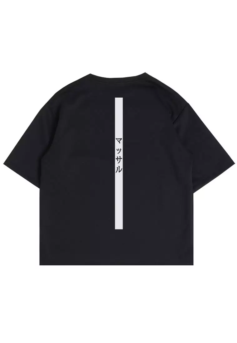 MTV90 Kaos Oversize Gym Scuba Drifit Gambar Punggung "muscle katakana" hitam