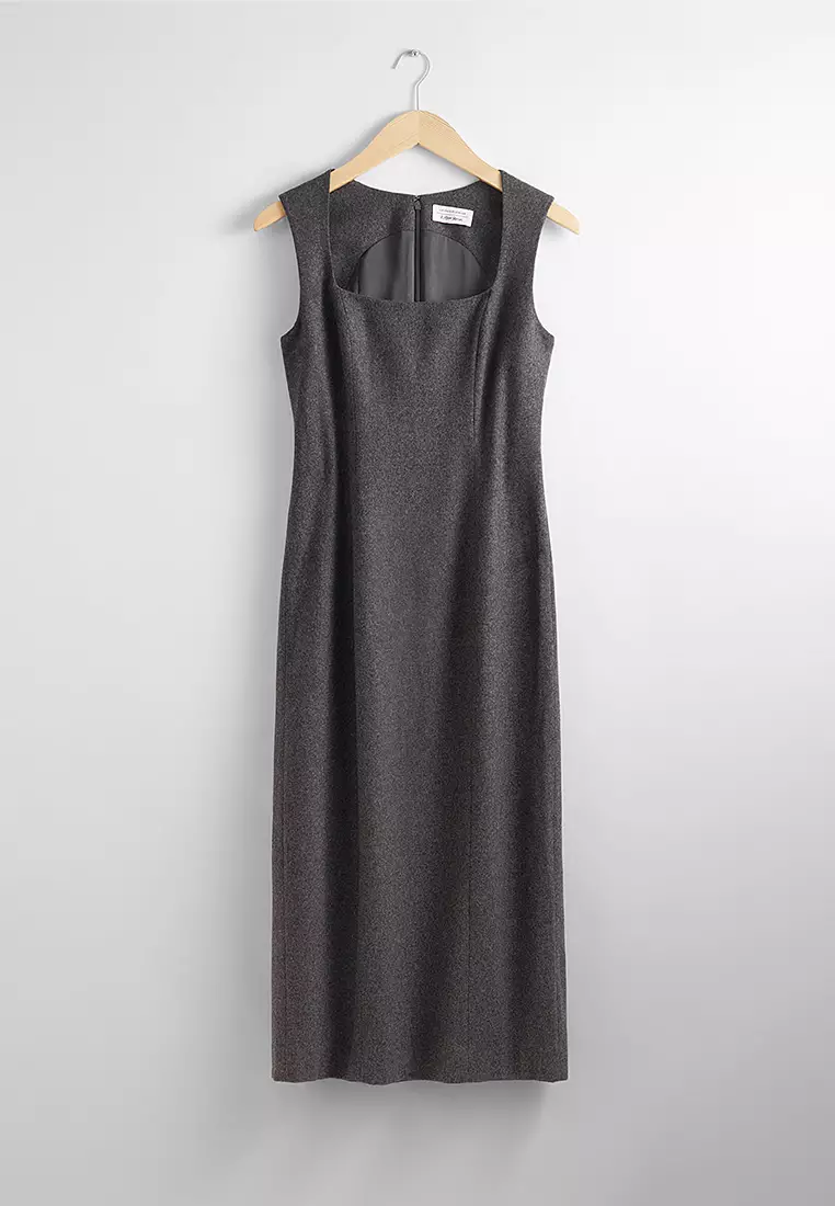 Sleeveless Wool Midi Dress