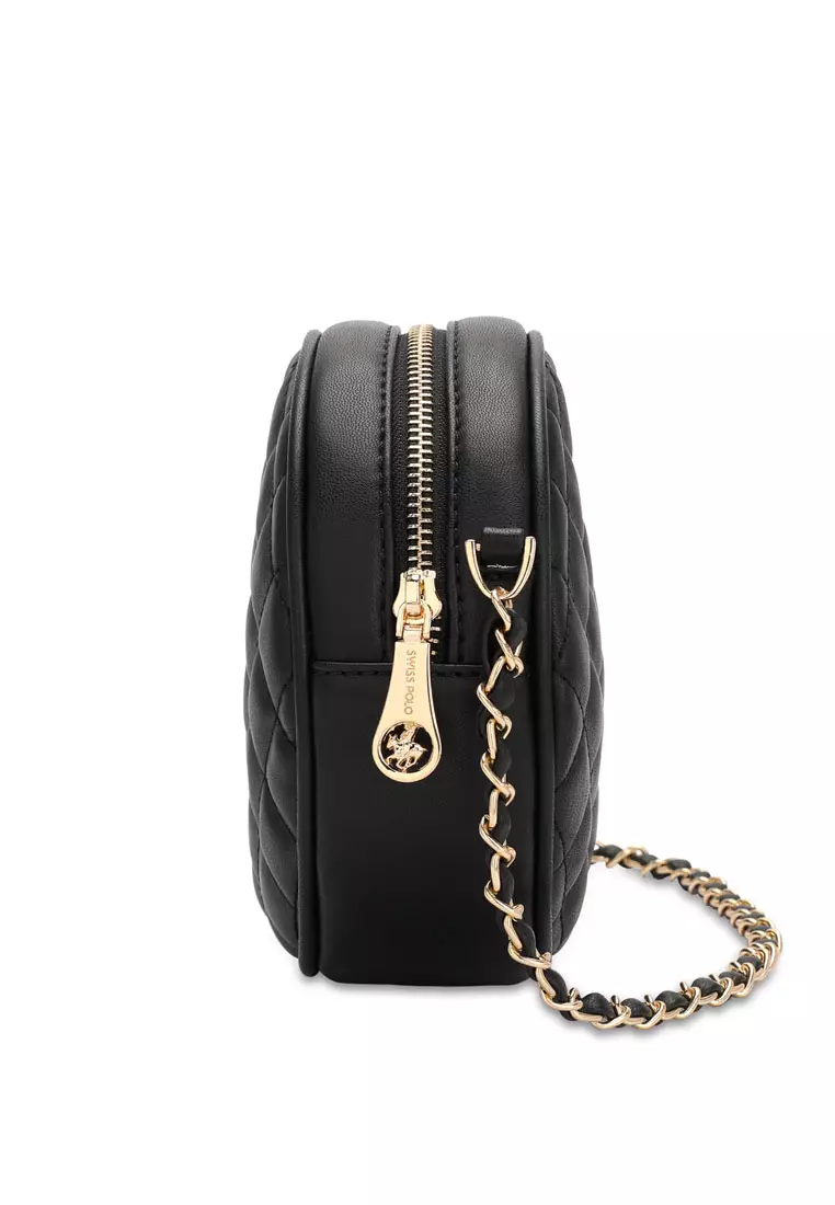 Women's Casual Chain Sling Bag / Crossbody Bag - Black